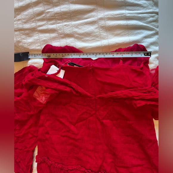 Long sleeve chiffon Red Mini Dress - Picture 14 of 14